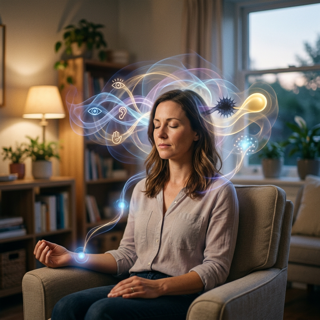 Neuro linguistic programming mind visualization with energy patterns